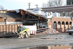 Historic sawtooth roofing North Shop demolition